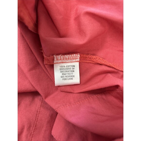 Elle Coral Peach Eyelet Cotton Button down Smock Dress Size small - Picture 5 of 6